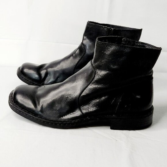 Born Ward Black Leather Square Toe Casual Ankle Boots Size 10 - Picture 2 of 5